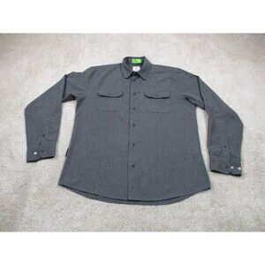 Flylow Shirt Mens Large L Gray Handlebar Tech Flannel Pearl Snap Button Up